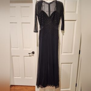 Tadashi Shoji Black Long, 3/4 Sleeve, Gown